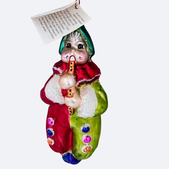 Vtg Christopher Radko Christmas Glass Ornament Elf Clown Court Jester Tag 1995 - Picture 2 of 11